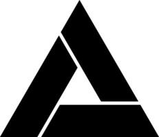 Triangle icon with three overlapping sides. Simple flat black illustration. vector