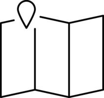 Folded paper map with pointer pin - modern thin line icon. Simple black outline illustration. vector