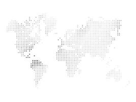 Dotted map of World. Halftone design. Simple flat illustration vector