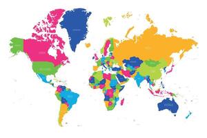 Map of World. Mercator projection. High detailed political map of countries and dependent territories. Simple flat illustration vector