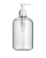 A clear plastic bottle with a white pump png