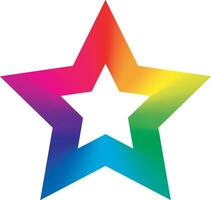 Colorful star icon with five sharp corners. illustration with rainbow light spectrum gradient vector
