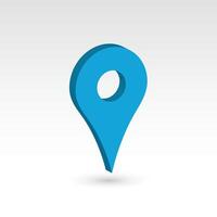 Map pointer - blue 3D object with dropped shadow. Location mark vector