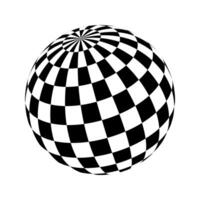 Checkered globe in black and white. 3D chess sphere. illustration vector
