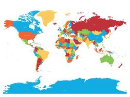 World map. High detailed political map of World with country names labeling. 5 colors scheme map on white background. vector