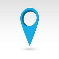 Map pointer - blue 3D object with dropped shadow. Location mark. vector