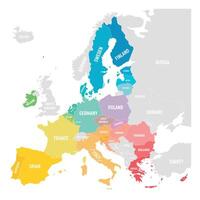 Colorful map of EU, European Union. Member states after brexit in 2020. vector