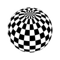 Checkered globe in black and white. 3D chesss phere. vector