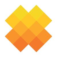 Hot pixelized mosaic logo design element. Abstract shape of multiple squares. Simple flat graphic symbol vector