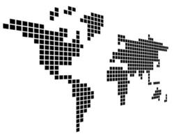 Pixelized map of World. Side perspective. Black map vector