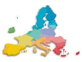 Colorful blank 3D map of EU, European Union. Member states after brexit in 2020. vector