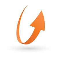 Loop circle arrow icon. Abstract symbol of refresh, reload or recycle. Simple orange 3D sign with dropped shadow. vector