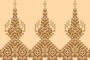 Pixel Art Traditional Japanese Patternfolk Embroidery, Aztec Geometric Ornament Print. Design for Carpet, Wallpaper, Clothing, Wrapping, Fabric vector