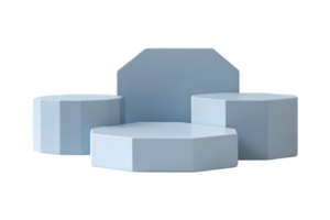 Octagonal display stands product presentation minimalist design blue theme png