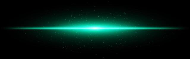 Green glowing light on black background vector
