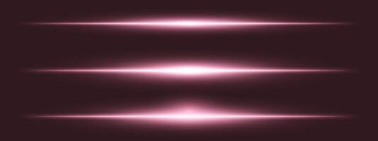 A set of four pink light beams on a dark background vector