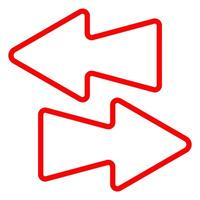 Opposite arrow icon. Two solid arrows pointing left and right, symbolizing data exchange, transfer, synchronization, or bidirectional flow. vector