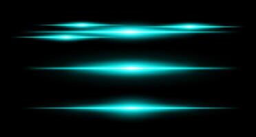A set of glowing light rays on a black background vector
