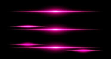 A set of pink light beams on a black background vector