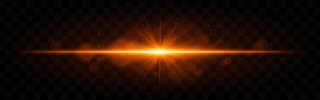 A bright light with a starburst effect on a black background vector