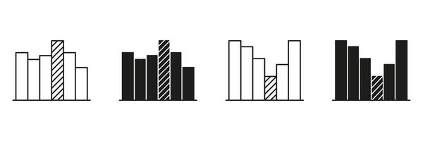 Bar Chart Line And Solid Icon Set. Data Visualization, Statistical Analysis, And Business Reporting Symbol Collection. Graphical Representation Of Information. Isolated Illustration vector