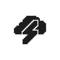 Pixelated Thunderstorm Icon. Symbol of Weather, Power, and Intensity. Isolated Illustration vector