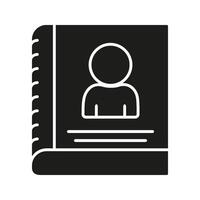 Contact Book Solid Icon. Personal Information, Address Book, And Contact Management Silhouette Symbol. Networking And Communication Tool. Isolated Illustration vector