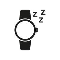 Smartwatch With Sleep Tracking Solid Icon. Sleep Monitoring, Rest Analysis, And Health Tracking Silhouette Symbol. Wearable Technology For Better Sleep. Isolated Illustration vector
