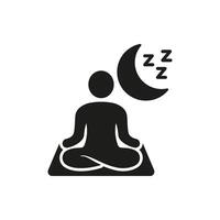 Meditation And Sleep Solid Icon. Relaxation, Mindfulness, And Restful Sleep Silhouette Symbol. Nighttime Meditation And Sleep Enhancement. Isolated Illustration vector