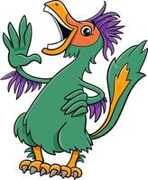funny cartoon Caudipteryx or feathered dinosaur character laughing vector