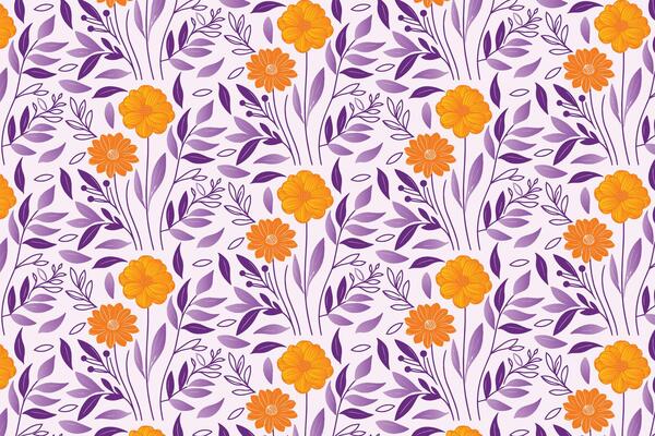 continuous line floral pattern with soft sketchy outlines and abstract elements great for table top fabric and modern wallpaper