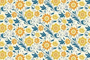 modern flower pattern with hand drawn cotton florals and natural sketch lines perfect for wrapping and kitchen fabric vector