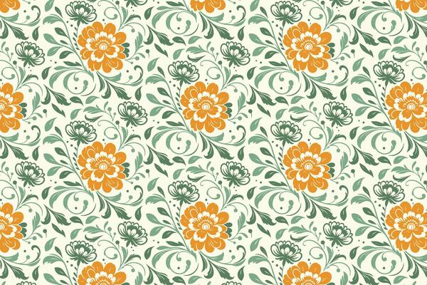 detailed flower sketch pattern with minimal leaf structure and one line repetition for home textile and packaging materials