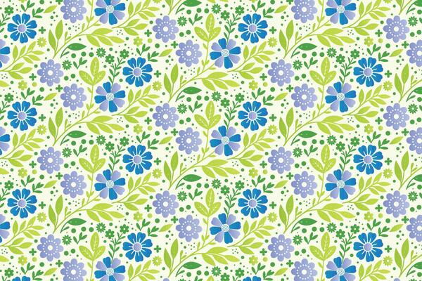 stylish floral pattern with decorative leaves, cotton buds, and soft outlines designed for bedsheets and textile accessories