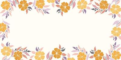 Floral border design with orange flowers vector