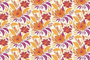 hand illustrated cotton flower pattern with modern botanical elements in a repeating layout for pillow covers and decor fabrics vector