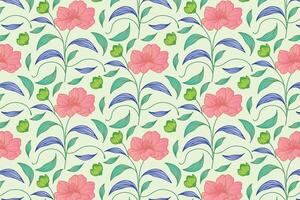 hand drawn botanical line art pattern with floral continuity and trendy styling ideal for fashion fabric and pillow cover designs vector