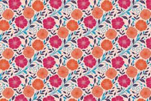 minimal rose and leaf pattern drawn with artistic simplicity and arranged for continuous visual flow on textiles and paper vector