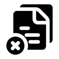 Simple Contract Canceled glyph icon. The icon can be used for websites, print templates, presentation templates, illustrations, etc vector