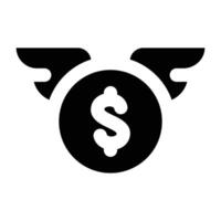 Simple Flying Money glyph icon. The icon can be used for websites, print templates, presentation templates, illustrations, etc vector