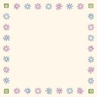 Blank square frame consists of various pastel asterisk shapes childish hand drawn style on cream background graphic illustration. vector