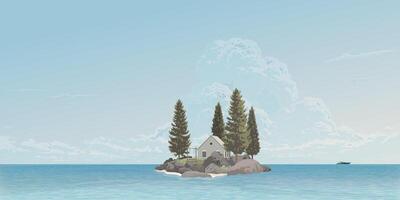 Cozy house on a serene island vector