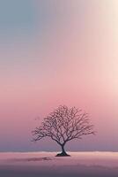 Minimalist tree silhouette at sunset vector