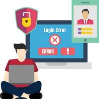 Male Facing Login Error Illustration vector