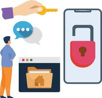 Male Unlock Mobile Data Illustration vector