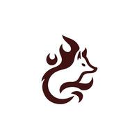 a fox logo with flames on it vector