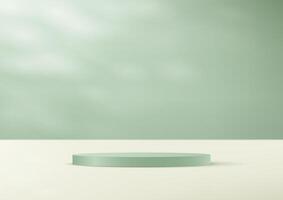 Pastel Green and Beige background 3d with white podium space for selling products on the website. illustration. vector
