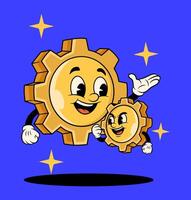 Golden gears, large and small, symbolize teamwork, leadership,mentorship. vital role of senior members guiding junior colleagues toward common goals,fostering harmonious work and social environment. vector