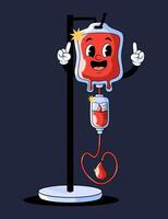 world blood donor day theme. psychedelic cherful mascot character of blood bag infuss for lifesave. vector