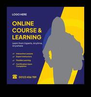 Online course advertisement with colorful design vector